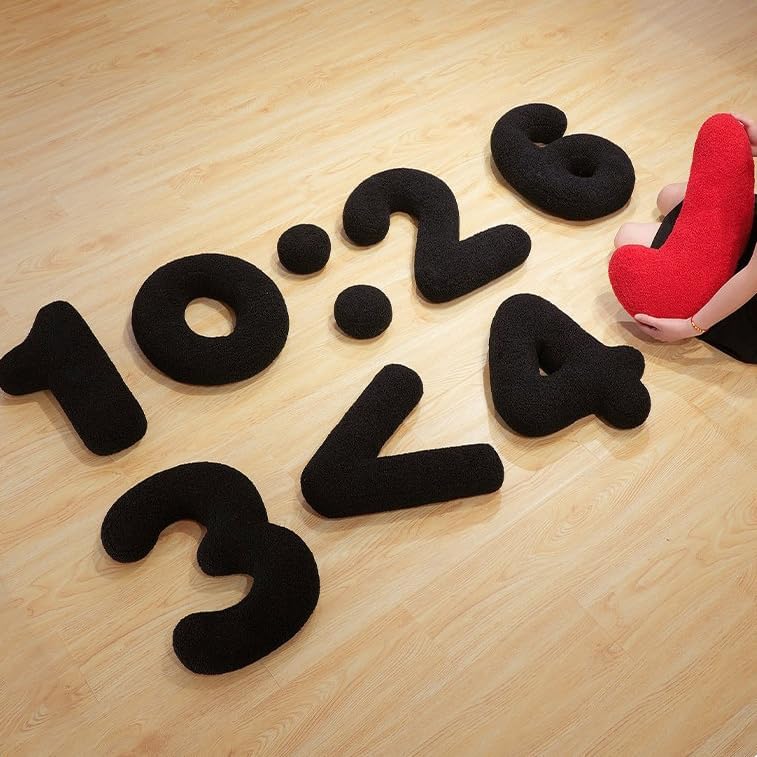 Shapeazy Number Plush Pillow, Numbers Hugging Throw Pillows, Decorative DIY 0-9 Number English Throw Pillows for Bed Couch Sofa Bedroom Living Room Decor (Number 7, Black, 15.7in) - Image 5